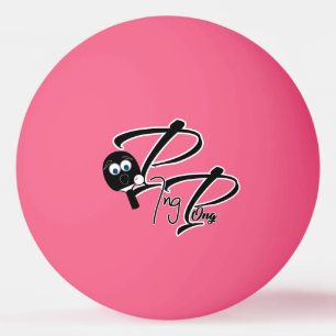 Pelota de ping pong con pala negra con cara