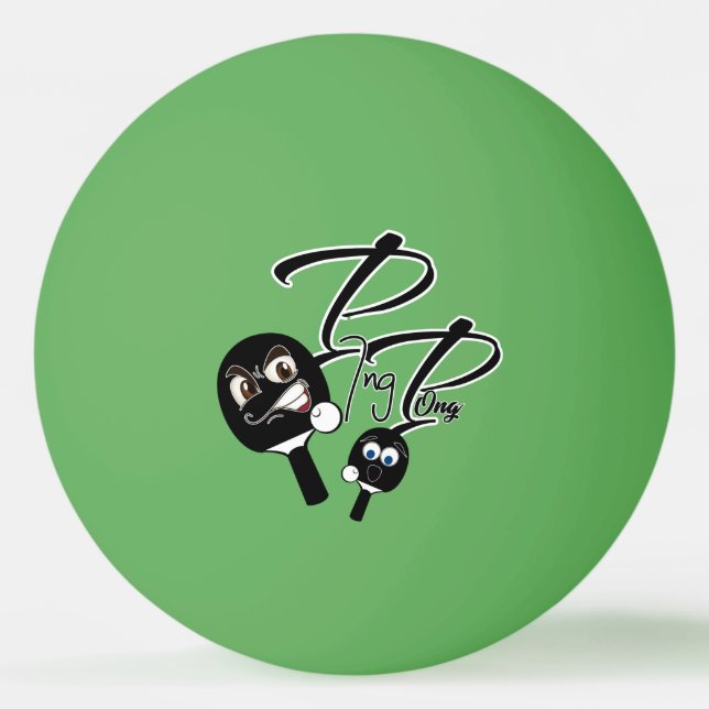 Pelota De Ping Pong  con palas negras graciosas (Anverso)