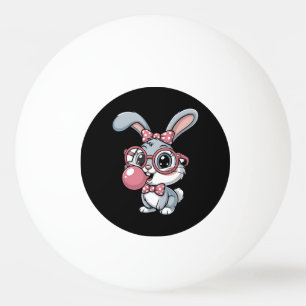 Pelota De Ping Pong Conejito lindo con gafas soplando chicle