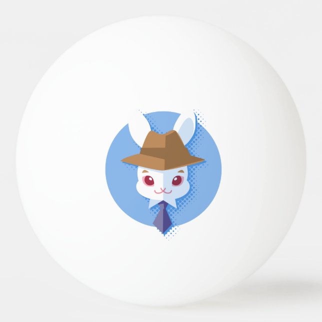 Pelota De Ping Pong Conejo apuesto del blanco de Kawaii (Anverso)