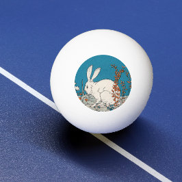 Pelota De Ping Pong Conejo Blanco Flores Vintage Elegantes
