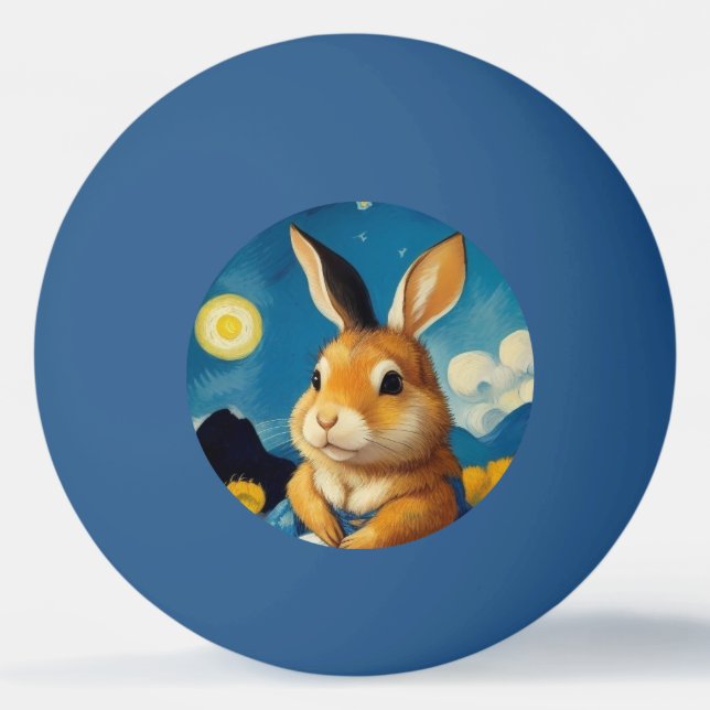 Pelota De Ping Pong Conejo de primavera estrellado (Anverso)