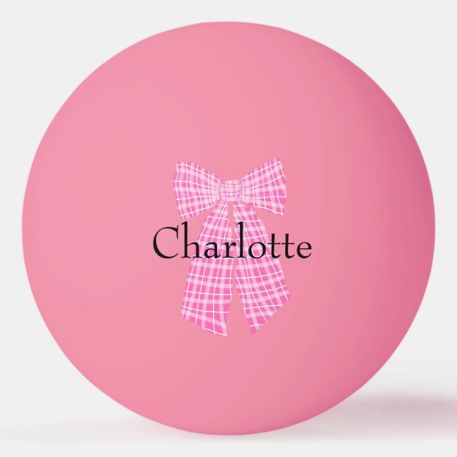 Pelota De Ping Pong Coquette Romántica Rosa Gingham personalizada (Anverso)