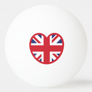 Pelota De Ping Pong Corazón de bandera de la Unión del Reino Unido