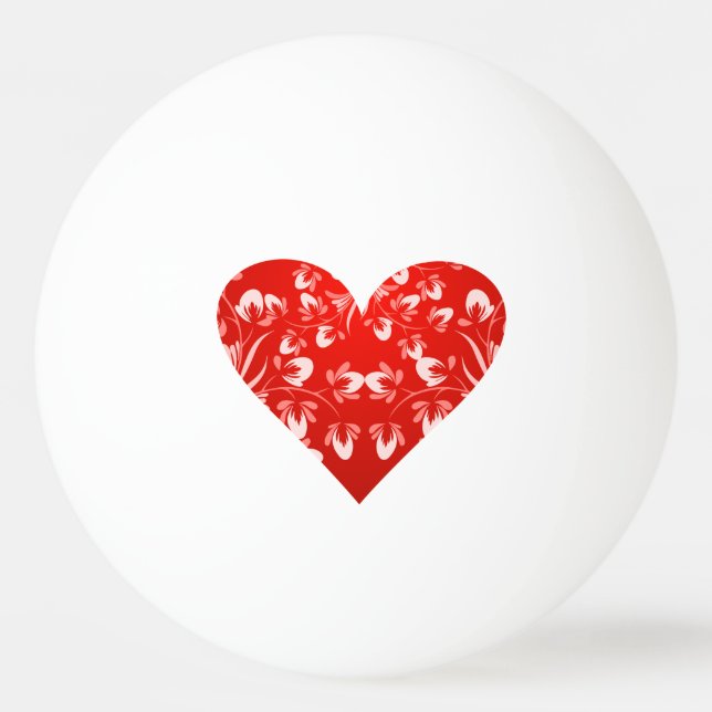 Pelota De Ping Pong Corazón de San Valentín romántico floral (Anverso)