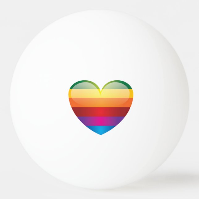 Pelota De Ping Pong Corazón del arco iris (Anverso)