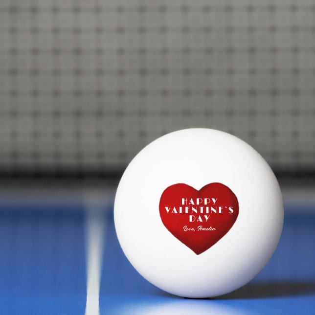 Pelota De Ping Pong Corazón rojo romántico con nombre Día de San Valen (Neto)