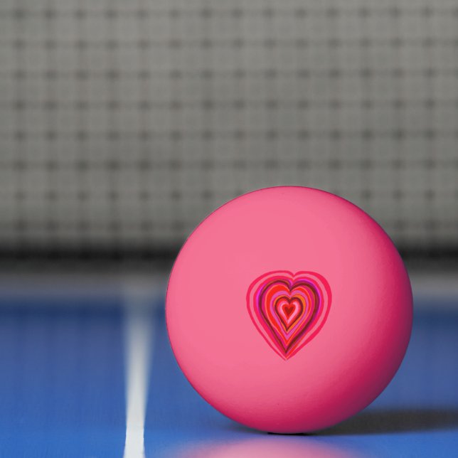 Pelota De Ping Pong corazón rojo y rosa (Neto)