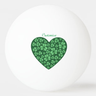 Pelota De Ping Pong corazón verde de Shamrock St Patrick's Day