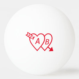 Pelota De Ping Pong Corazones dobles rojos con flecha de cúpidos e ini