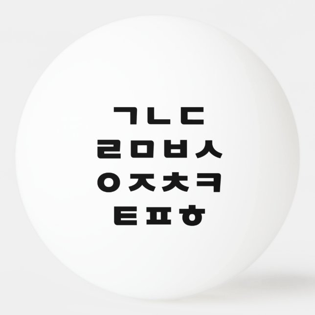 Pelota De Ping Pong Coreano | Alfabeto hangul (Anverso)