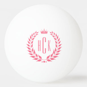Pelota De Ping Pong Corona de laurel rosa Monograma personalizado