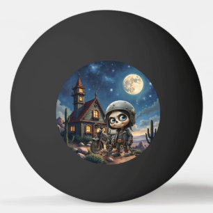 Pelota De Ping Pong Cráneo Lindo Motero   Paseo a la Luz de la Luna po