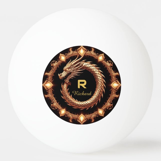 Pelota De Ping Pong 🐉 Crest de Dragón Medieval Marco de Anillo de Nom (Anverso)