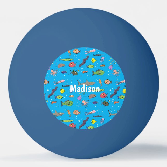 Pelota De Ping Pong Criaturas marinas divertidas patrón de ilustracion (Anverso)
