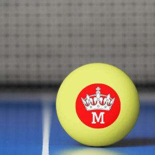 Pelota De Ping Pong Crown Monograma Personalizado Rojo y Blanco
