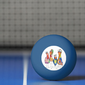 Pelota De Ping Pong Cuatro pájaros alegres y coloridos