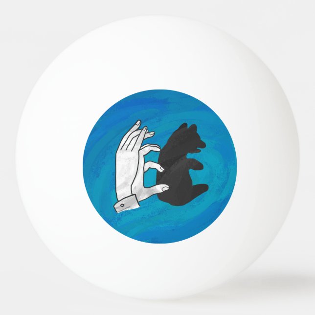 Pelota De Ping Pong Cubo De Oso Sombra Sobre Azul (Reverso)