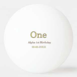 Pelota De Ping Pong cumpleaños uno 1er nombre verde marrón pastel negr