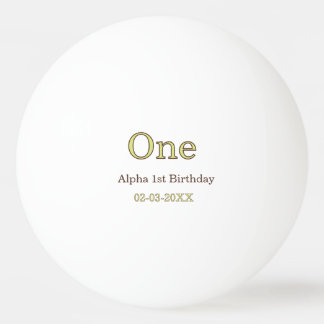 Pelota De Ping Pong cumpleaños uno 1er nombre verde marrón pastel negr
