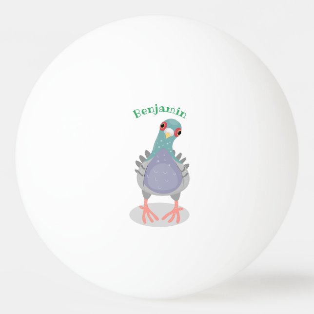 Pelota De Ping Pong Curioso ilustracion personalizado de palomas (Anverso)