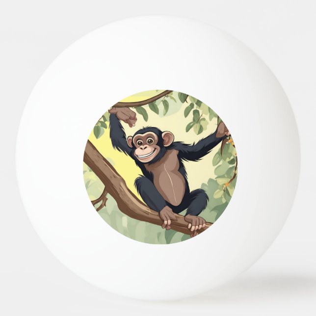 Pelota De Ping Pong Cute Chimpanzee (Anverso)