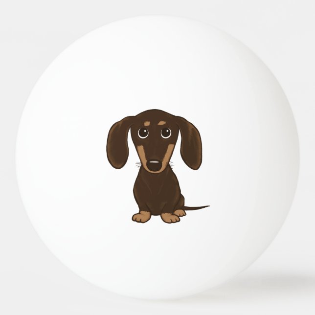 Pelota De Ping Pong Cute Chocolate Dachshund | Perro Personalizado Wie (Anverso)