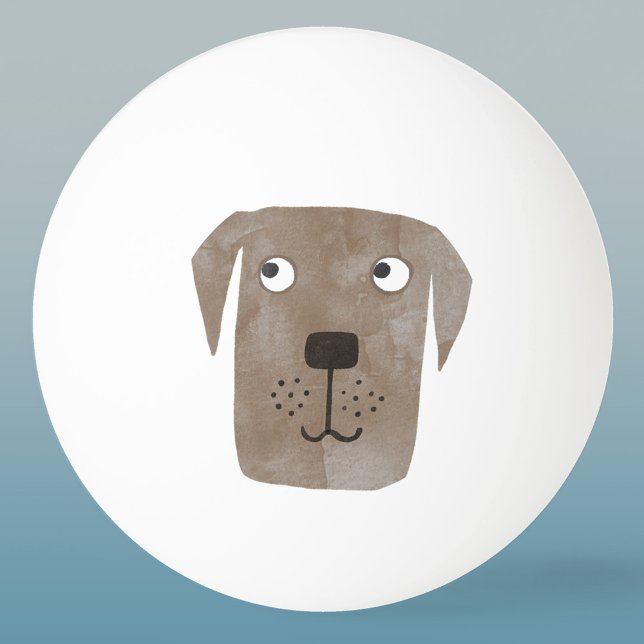 Pelota De Ping Pong Cute chocolate Labrador recuperador de perro acuar (Fun Chocolate Labrador Retriever dog watercolor ping pong ball)