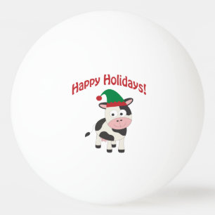 Pelota De Ping Pong Cute Felices Fiestas Navidades Elf Cow
