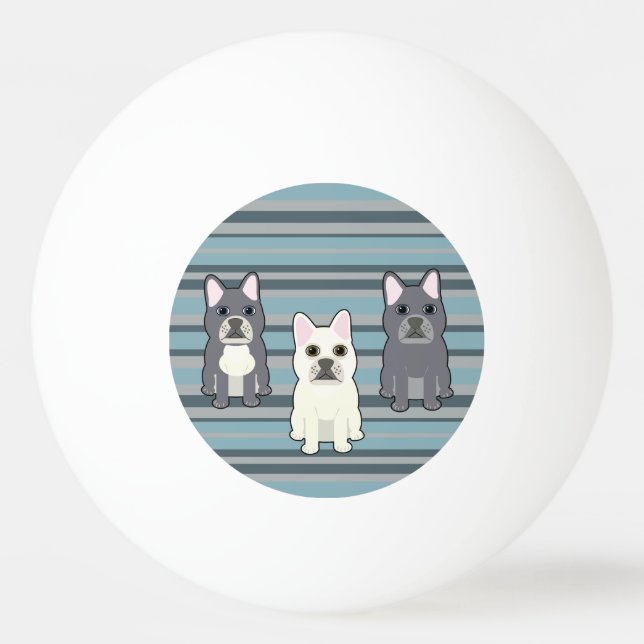 Pelota De Ping Pong Cute French Bulldog Blue Striped (Anverso)