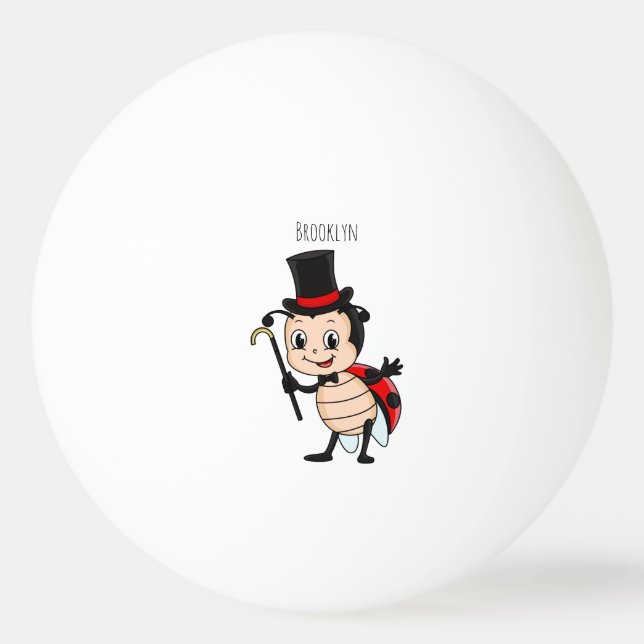 Pelota De Ping Pong Cute ladybug with top hat and tie cartoon (Anverso)