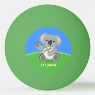 Pelota De Ping Pong Cuto feliz koala saludando al ilustracion personal