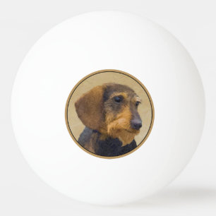 Pelota De Ping Pong Dachshund (Cabezal alambrada) Pintura original de