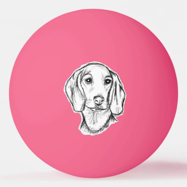 Pelota De Ping Pong dachshund sketch a mano perro cachorro blanco negr (Anverso)