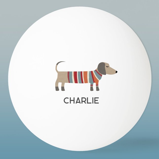 Pelota De Ping Pong Dachshund Wiener Sausage Dog Nombre Personalizado (Fun Dachshund Wiener Sausage Dog personalized custom name ping pong ball)
