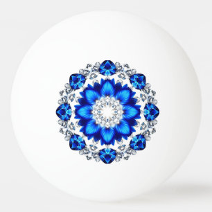 Pelota De Ping Pong Decoración Elegante Con Flores Azules
