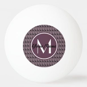 Pelota De Ping Pong Deer violeta morado monogramado personalizado   N2