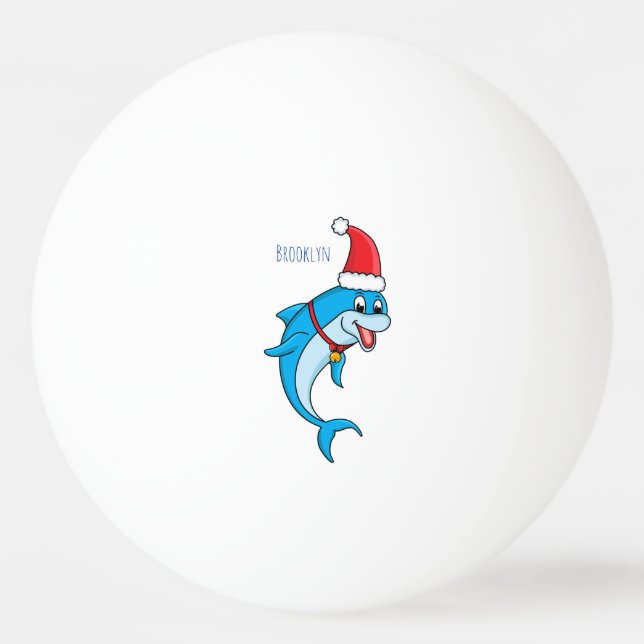 Pelota De Ping Pong Delfín lindo con personalizado de Santa hat (Anverso)
