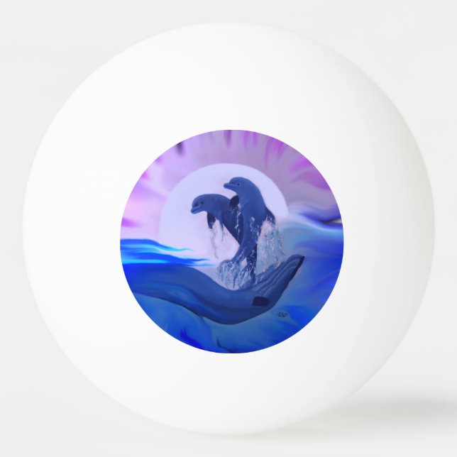Pelota De Ping Pong Delfines en la luna (Anverso)