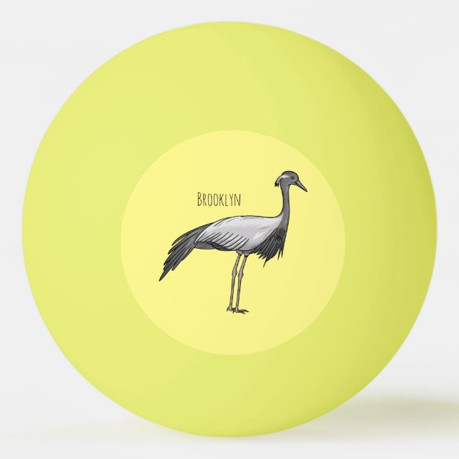 Pelota De Ping Pong Demoiselle crane bird cartoon illustration (Anverso)