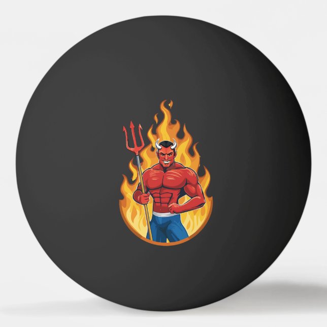 Pelota De Ping Pong Demonio con tridente (Anverso)