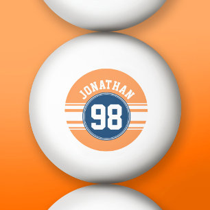 Pelota De Ping Pong Deportes Jersey Azul y Naranja Bandas Número de no