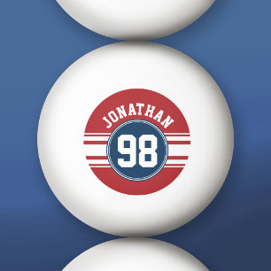Pelota De Ping Pong Deportes Jersey Naval Azul y Bandas Rojas Número d