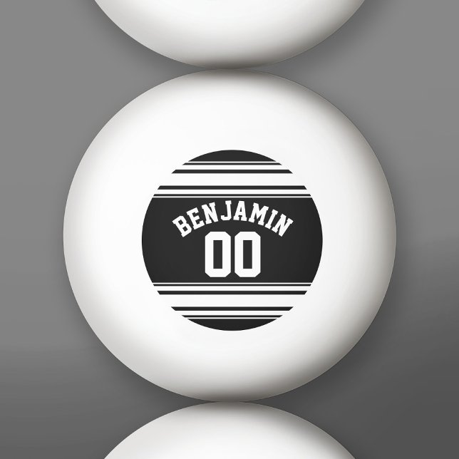 Pelota De Ping Pong Deportes Jersey Número de nombres de franjas blanc (Custom Ping Pong Balls)