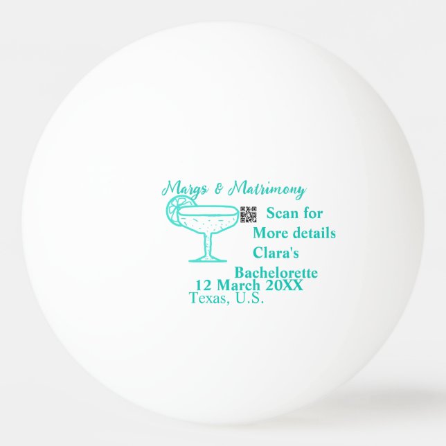 Pelota De Ping Pong Despedida de soltera Turquoise Margs & Matrimony  (Anverso)