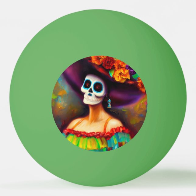 Pelota De Ping Pong Día de la Mujer Muerta (4) (Anverso)