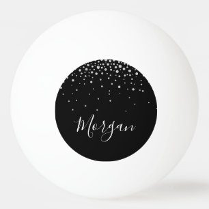 Pelota De Ping Pong Diamantes Blancos, Nombre en Letra Script Blanca s