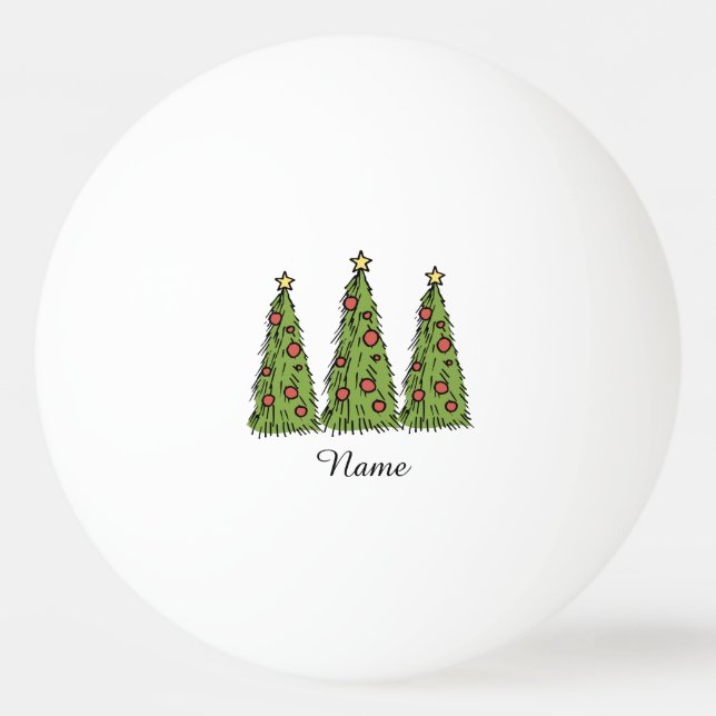 Pelota De Ping Pong Dibujar mano un árbol de Navidad con adorno (Anverso)
