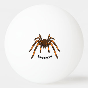 Pelota De Ping Pong Dibujo animado de araña tarántula marrón y naranja