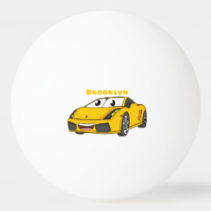 Pelota De Ping Pong Dibujo animado de coche deportivo amarillo feliz y
